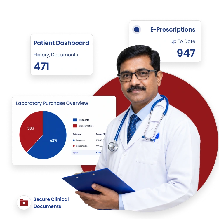 Complete clinical workspace supporting informed decisions through digital records and clinical management.