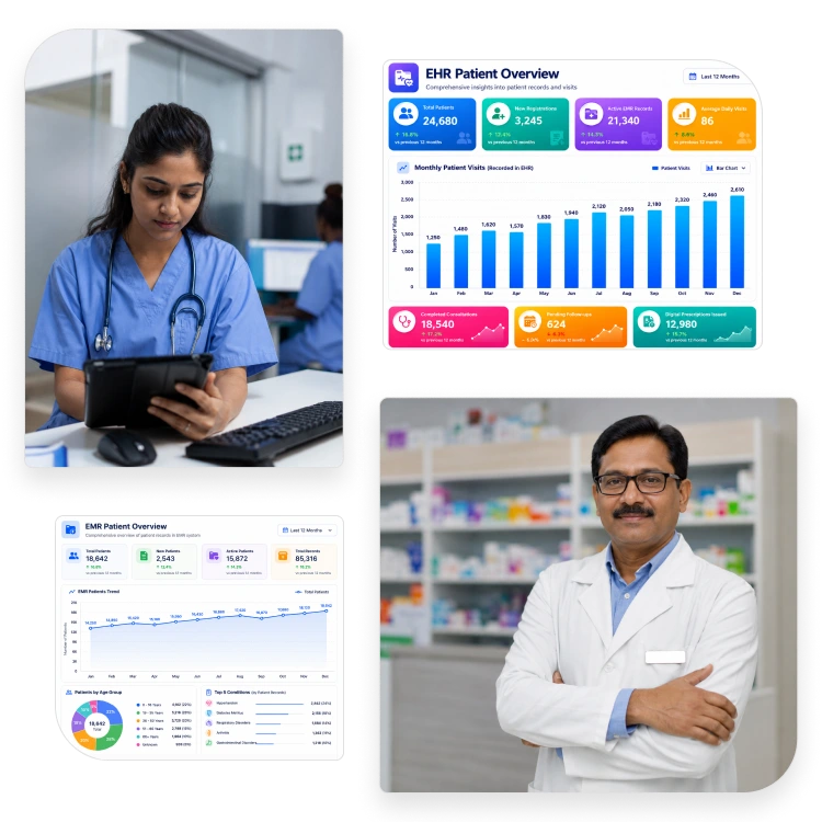 EMR software helping healthcare providers manage patient records, clinical workflows, and digital healthcare.