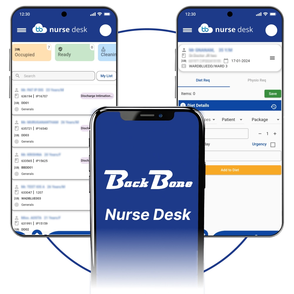 Nurse desk app supporting nursing workflows, patient monitoring, and hospital care coordination.