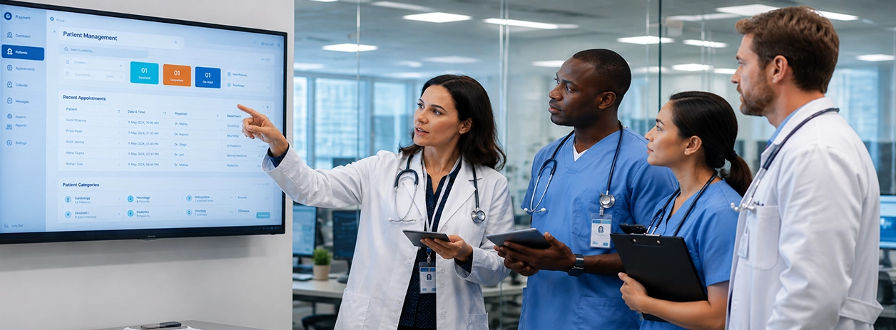Digital healthcare platform supporting hospitals with integrated software for patient care and operations.